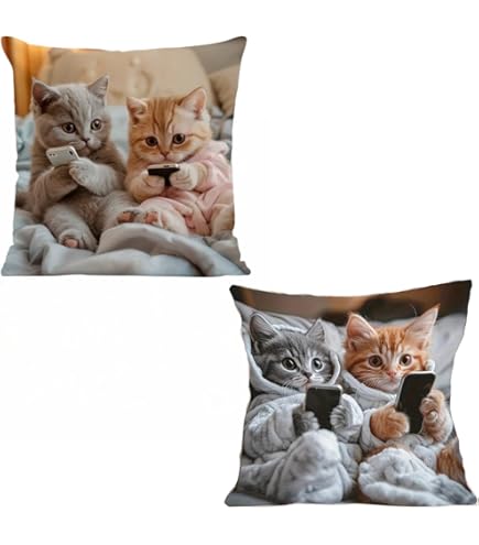 Amazon.co.jp: [YGGSTORE]クッションカバー オードリーヘップバーン 猫